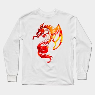Red Fire Dragon Tattoo Long Sleeve T-Shirt